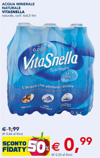 Esselunga ACQUA MINERALE NATURALE VITASNELLA naturale, conf. 6x0,5 litri offerta