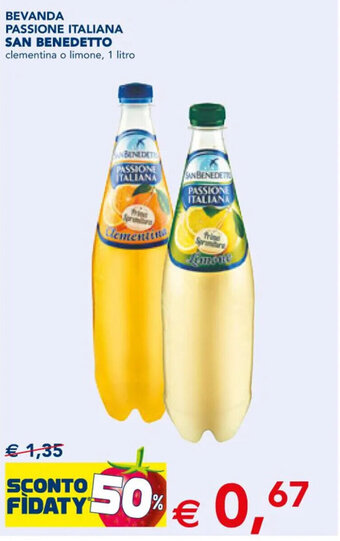Esselunga BEVANDA PASSIONE ITALIANA SAN BENEDETTO clementina o limone, 1 litro offerta