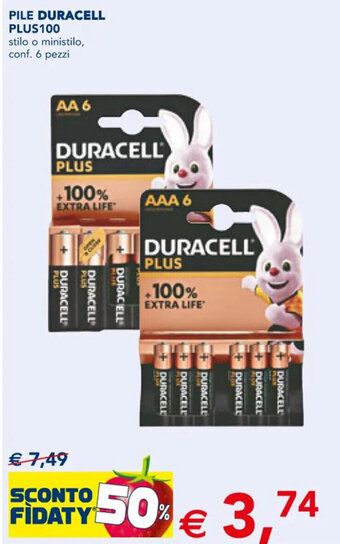 Esselunga PILE DURACELL PLUS100 stilo o ministilo, conf. 6 pezzi offerta