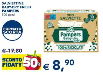 Esselunga SALVIETTINE BABY-DRY FRESH PAMPERS 500 pezzi offerta