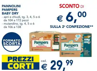 Esselunga PANNOLINI PAMPERS BABY DRY apri e chiudi, tg. 3, 4, 5 o 6 offerta