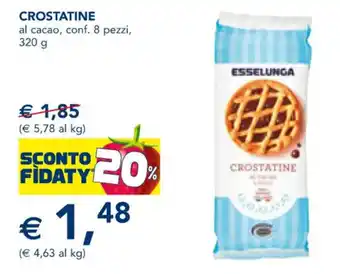 Esselunga CROSTATINE al cacao, conf. 8 pezzi, 320 g offerta
