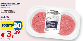 Esselunga HAMBURGER DI RAZZA PIEMONTESE classico, 250 g offerta
