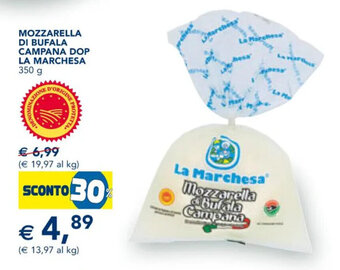 Esselunga MOZZARELLA DI BUFALA CAMPANA DOP LA MARCHESA 350 g offerta