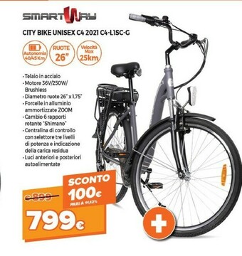 Expert Smartway City Bike Unisex C4 2021 C4-L1SC-G offerta