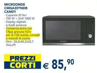 Esselunga MICROONDE CMGA20TNDB CANDY - Dim.: 26,2x45,2x35,7 (AxLxP) offerta