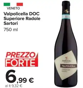 Carrefour Valpolicella DOC Superiore Radole Sartori 750 ml offerta