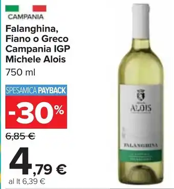 Carrefour Falanghina, Fiano o Greco Campania IGP Michele Alois 750 ml offerta