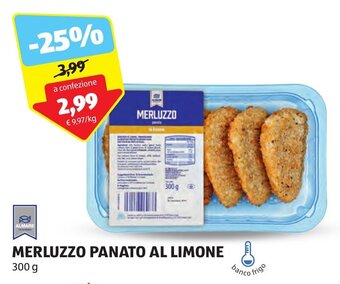 ALDI MERLUZZO PANATO AL LIMONE 300 g offerta