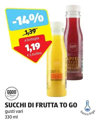 ALDI GOOD Choice SUCCHI DI FRUTTA TO GO gusti vari 330 ml offerta