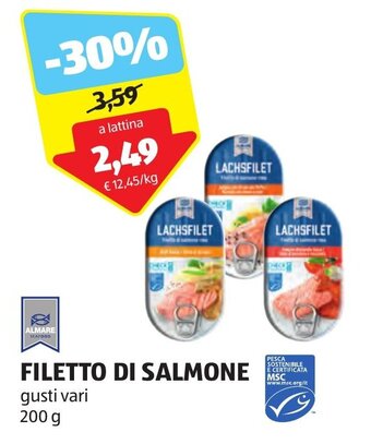 ALDI ALMARE SEAFOOD FILETTO DI SALMONE 200 g offerta