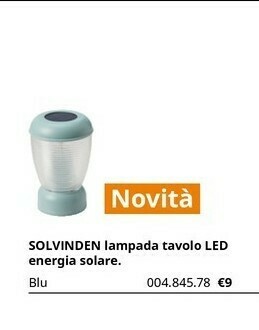 Solvinden Lampada Tavolo Led Energia Solare