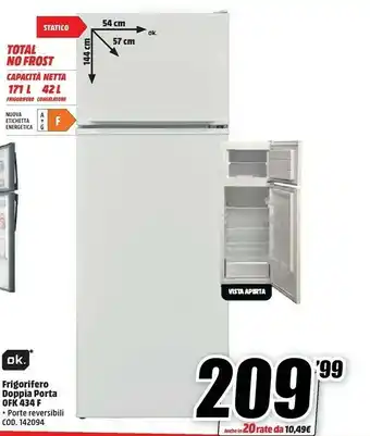 MediaWorld Ok. Frigorifero Doppia Porta Ofk 434 F offerta
