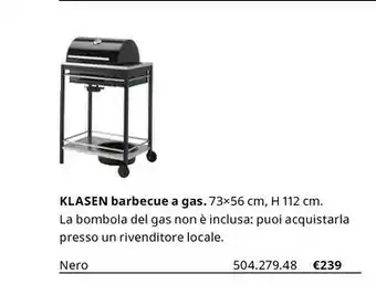IKEA Klasen Barbecue A Gas offerta