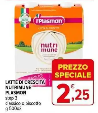 Iperal LATTE DI CRESCITA NUTRIMUNE PLASMON step 3 classico o biscotto g 500x2 offerta