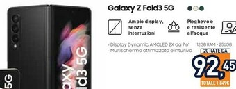 Unieuro Samsung Galaxy Z Fold3 5G 256GB Phantom Black RAM 12GB Display 6,2"/7,6" Dynamic AMOLED 2X offerta