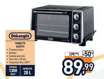 Unieuro DeLonghi Fornetto EO20792 offerta