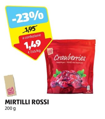 ALDI SWEET VALLEY MIRTILLI ROSSI 200 g offerta