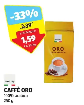 ALDI CAFFÈ ORO 100% arabica 250 g offerta