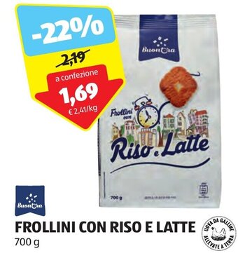 ALDI Buon Ora FROLLINI CON RISO E LATTE 700 g offerta