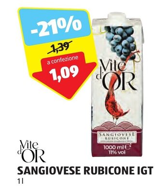 ALDI Vite D'OR SANGIOVESE RUBICONE IGT 1 l offerta