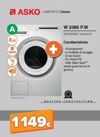 Expert Asko Lavatrice Classic W 2086 P.W offerta