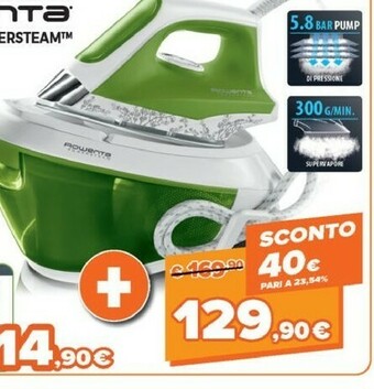 Expert Rowenta VR8215 Ferro Da Stiro A Caldaia 2200 W 1,5 L Verde, Bianco offerta