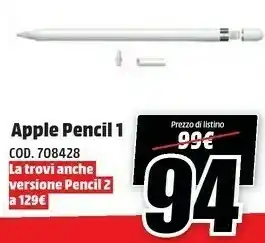 MediaWorld Apple 708428 Pencil 1 offerta