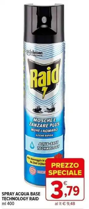Iperal SPRAY ACQUA BASE TECHNOLOGY RAID ml 400 offerta