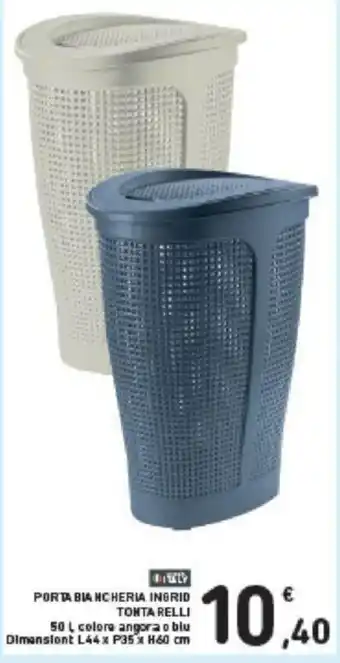 Conad PORTA BIANCHERIA INGRID TONTA RELLI 50 L colore angora o blu Dimansiont L44x P35 xH60 cm offerta