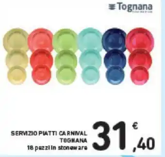 Conad SERVIZIO PIATTI CARNIVAL TOGNANA 18 pazzlin stoneware offerta