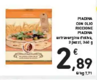 Conad PIADINA CON OLIO RICCIONE PIADINA extravergine d'oliva, 3 pazzi, 360 g offerta