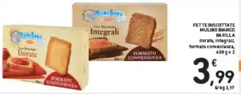 Conad FETTE BISCOTTATE MULINO BIANCO BARILLA dorate, integrall formato convenienza, 630g x2 offerta