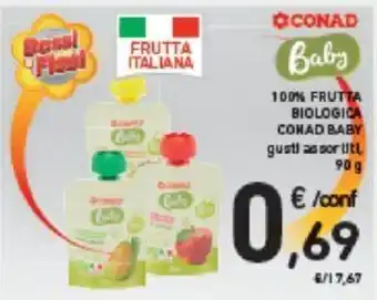 Conad 100% FRUTTA BIOLOGICA COHAD BABY gustias sor 90 g offerta