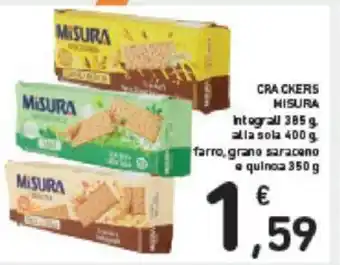 Conad CRACKERS MISURA Integrall 385 g. alla sola 400 g. farro, grano saraceno e quinoa 350 g offerta