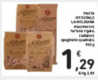Conad PASTA INTEGRALE LA MOLISANA maccheroni, farfalle rigate, radiatori, spaghetto quadrato, 500 g offerta