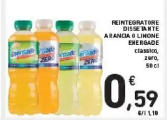 Conad REINTEGRATORE DISSE TANTE ARANCIA O LIMONE ENERGADE classico, zero, 50 cl offerta