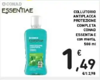 Conad COLLUTORIO ANTIPLACCA PROTEZIONE COMPLETA CONAD ESSENTIA E con menta, 500 ml offerta