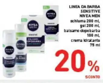 Conad LINEA DA BARBA SENSITIVE NIVEA MEN schluma 200 ml gal 200 ml balsamo dopobarba 100 ml crema Idratante 75 ml offerta