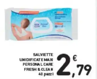 Conad SALVIETTE UNIDIFICATE MAXI PERSONAL CARE FRESH & CLEAN 40 pezzi offerta