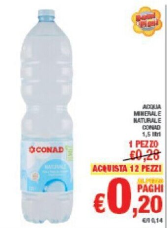 Conad ACQUA MINERALE NATURALE CONAD 1,5 LITRI offerta