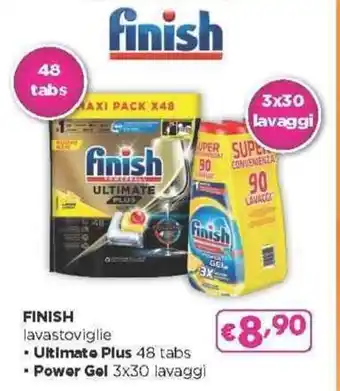 Acqua & Sapone FINISH lavastoviglie ▪ Ultimate Plus 48 tabs • Power Gel 3x30 lavaggi offerta