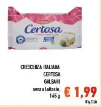 Conad CRESCENZA ITALIANA CERTOSA GALBANI senza lattosio, 165 g offerta