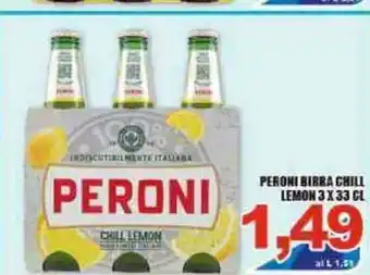 Sacoph Peroni Birra Chill Lemon 3x33cl offerta