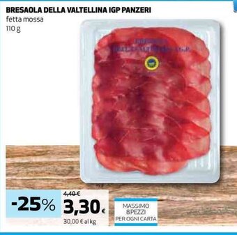 Coop BRESAOLA DELLA VALTELLINA IGP PANZERI fetta mossa 110 g offerta