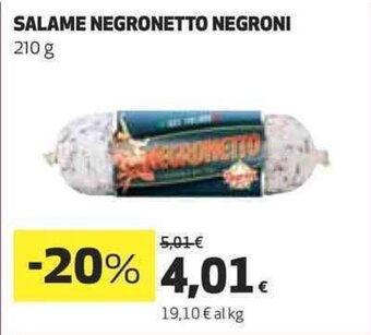 Coop SALAME NEGRONETTO NEGRONI 210 g offerta