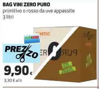 Coop BAG VINI ZERO PURO primitivo o rosso da uve appassite 3 litri offerta