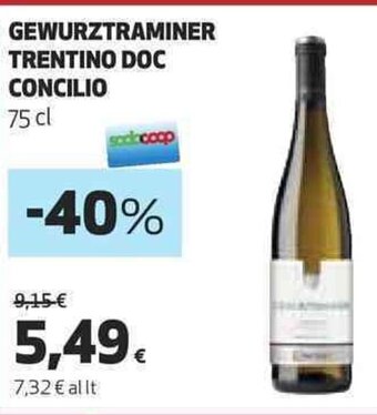 Coop GEWURZTRAMINER TRENTINO DOC CONCILIO 75 cl offerta