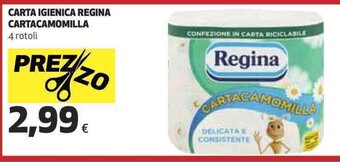 Coop CARTA IGIENICA REGINA CARTACAMOMILLA 4 rotoli offerta