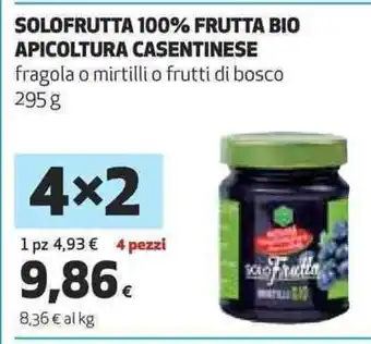 Coop SOLOFRUTTA 100% FRUTTA BIO APICOLTURA CASENTINESE fragola o mirtillio frutti di bosco 295 g offerta